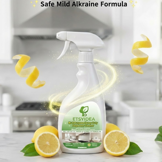 ETSYIDEA Multipurpose Heavy Duty Degreaser Cleaner 16.9 FL.OZ Lemon Scented Spray for Kitchen Stove Oven Sink & Range Hood mild alkaline formula