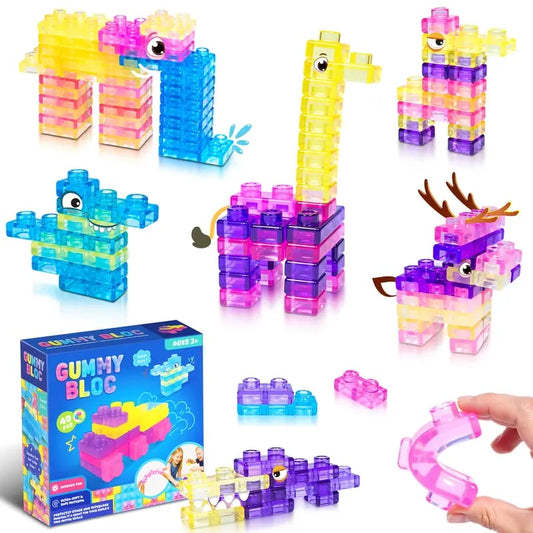 🌟GUMMY BLOC: 40-Piece Montessori Sensory Building Soft Blocks