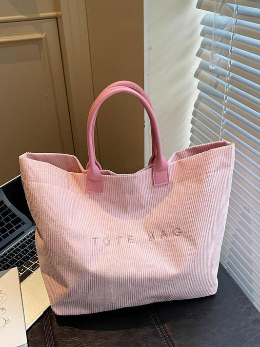 Casual Fashion  Retro-style Large Capacity Corduroy Letter Design Handbag Tote Bag