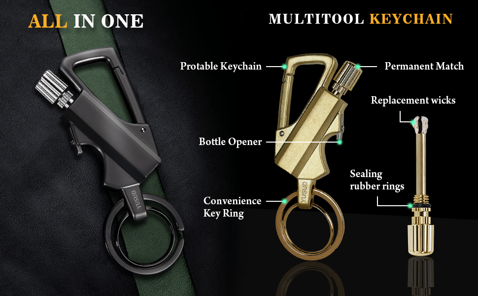 🔥Hot Sale 49% OFF🎁Permanent Match Infinity Lighter with Multitool Keychain Bottle Opener