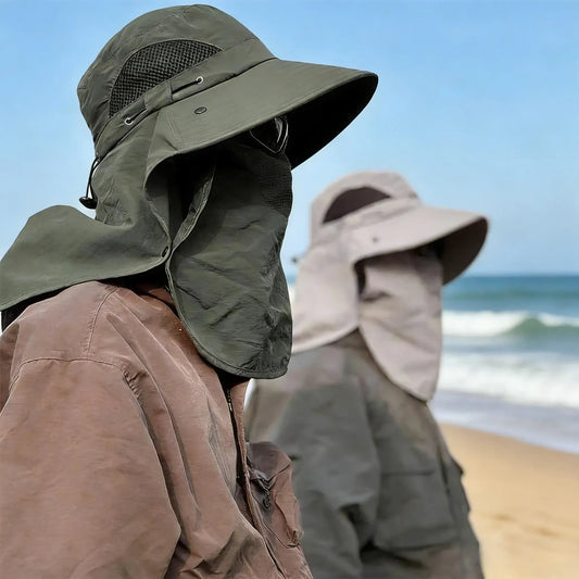 🔥 Chapeau de pêcheur printemps/été avec protection faciale et cou amovible pour la pêche en extérieur